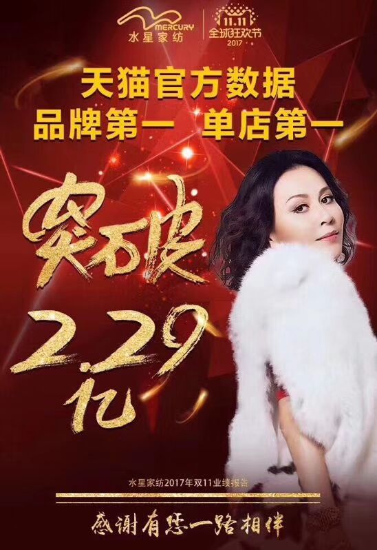 嗨爆雙十一！四川新華電腦學(xué)院助力水星家紡?fù)黄?.29億